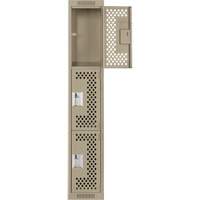 Clean Line Lockers, 3 -tier, 12" x 12" x 72", Steel, Beige, Rivet (Assembled), Perforated Ottawa Fastener Supply