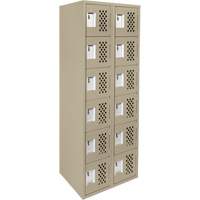 Clean-Line Perforated Lockerette, 6 -tier, Bank of 2, 15" x 72" x 12", Steel Ottawa Fastener Supply