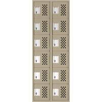 Clean-Line Perforated Lockerette, 6 -tier, Bank of 2, 15" x 72" x 12", Steel Ottawa Fastener Supply