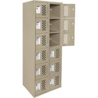 Clean-Line Perforated Lockerette, 6 -tier, Bank of 2, 15" x 72" x 12", Steel Ottawa Fastener Supply