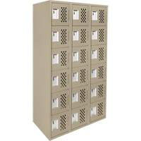 Assembled Lockerettes Clean Line Perforated Economy Lockers, 6 -tier, Bank of 3, 18" x 72" x 12", Steel Ottawa Fastener Supply