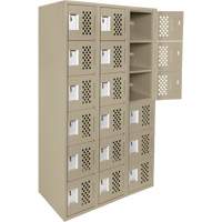 Assembled Lockerettes Clean Line Perforated Economy Lockers, 6 -tier, Bank of 3, 18" x 72" x 12", Steel Ottawa Fastener Supply