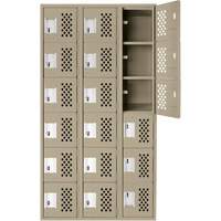 Assembled Lockerettes Clean Line Perforated Economy Lockers, 6 -tier, Bank of 3, 18" x 72" x 12", Steel Ottawa Fastener Supply