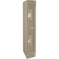 Clean Line Lockers, 2 -tier, 12" x 18" x 76", Steel, Beige, Rivet (Assembled), Perforated Ottawa Fastener Supply