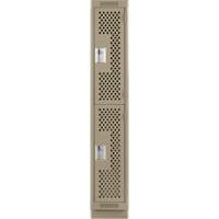 Clean Line Lockers, 2 -tier, 12" x 18" x 76", Steel, Beige, Rivet (Assembled), Perforated Ottawa Fastener Supply