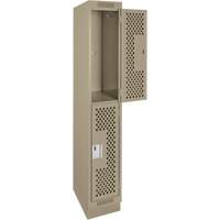 Clean Line Lockers, 2 -tier, 12" x 18" x 76", Steel, Beige, Rivet (Assembled), Perforated Ottawa Fastener Supply