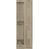Clean Line Lockers, 2 -tier, Bank of 2, 24" x 18" x 76", Steel, Beige, Rivet (Assembled), Perforated Ottawa Fastener Supply