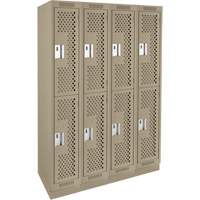 Clean Line Lockers, 2 -tier, Bank of 4, 48" x 18" x 76", Steel, Beige, Rivet (Assembled), Perforated Ottawa Fastener Supply
