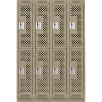 Clean Line Lockers, 2 -tier, Bank of 4, 48" x 18" x 76", Steel, Beige, Rivet (Assembled), Perforated Ottawa Fastener Supply
