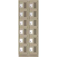 Assembled Lockerettes Clean Line Perforated Economy Lockers, 6 -tier, Bank of 2, 18" x 72" x 12", Steel Ottawa Fastener Supply
