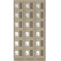 Assembled Lockerettes Clean Line Perforated Economy Lockers, 6 -tier, Bank of 3, 18" x 72" x 12", Steel Ottawa Fastener Supply