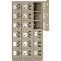 Assembled Lockerettes Clean Line Perforated Economy Lockers, 6 -tier, Bank of 3, 18" x 72" x 12", Steel Ottawa Fastener Supply