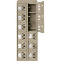 Clean-Line Perforated Lockerette, 6 -tier, Bank of 2, 12" x 72" x 12", Steel Ottawa Fastener Supply