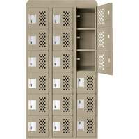Clean-Line Perforated Lockerette, 6 -tier, Bank of 3, 15" x 72" x 12", Steel Ottawa Fastener Supply