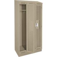 Clean Line Lockers, Bank of 3, 36" x 12" x 82", Steel, Beige, Rivet (Assembled), Perforated Ottawa Fastener Supply