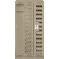 Clean Line Lockers, Bank of 3, 36" x 12" x 82", Steel, Beige, Rivet (Assembled), Perforated Ottawa Fastener Supply