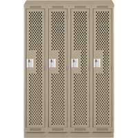 Clean Line Lockers, Bank of 4, 48" x 12" x 82", Steel, Beige, Rivet (Assembled), Perforated Ottawa Fastener Supply