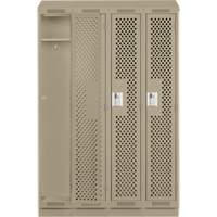 Clean Line Lockers, Bank of 4, 48" x 12" x 82", Steel, Beige, Rivet (Assembled), Perforated Ottawa Fastener Supply