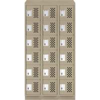 Clean-Line Perforated Lockerette, 6 -tier, Bank of 3, 12" x 72" x 12", Steel Ottawa Fastener Supply