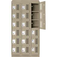 Clean-Line Perforated Lockerette, 6 -tier, Bank of 3, 12" x 72" x 12", Steel Ottawa Fastener Supply