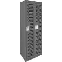Clean Line™ Lockers, Bank of 2, 24" x 12" x 72", Steel, Charcoal, Rivet (Assembled), Perforated FK345 | Ottawa Fastener Supply