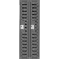 Clean Line Lockers, Bank of 2, 24" x 15" x 72", Steel, Charcoal, Rivet (Assembled), Perforated Ottawa Fastener Supply