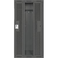Clean Line Lockers, Bank of 3, 36" x 15" x 72", Steel, Charcoal, Rivet (Assembled), Perforated Ottawa Fastener Supply