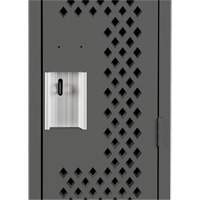 Clean Line™ Lockers, Bank of 2, 24" x 12" x 72", Steel, Charcoal, Rivet (Assembled), Perforated FK345 | Ottawa Fastener Supply