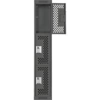Clean Line Lockers, 3 -tier, 12" x 12" x 72", Steel, Charcoal, Rivet (Assembled), Perforated Ottawa Fastener Supply