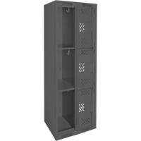 Clean Line Lockers, 3 -tier, Bank of 2, 24" x 12" x 72", Steel, Charcoal, Rivet (Assembled), Perforated Ottawa Fastener Supply