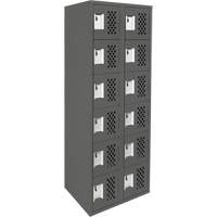 Clean-Line Perforated Lockerette, 6 -tier, Bank of 2, 15" x 72" x 12", Steel Ottawa Fastener Supply