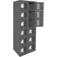 Clean-Line Perforated Lockerette, 6 -tier, Bank of 2, 15" x 72" x 12", Steel Ottawa Fastener Supply