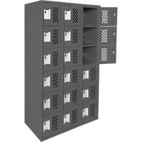 Assembled Lockerettes Clean Line Perforated Economy Lockers, 6 -tier, Bank of 3, 18" x 72" x 12", Steel Ottawa Fastener Supply