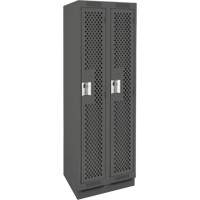 Clean Line Lockers, Bank of 2, 24" x 15" x 76", Steel, Charcoal, Rivet (Assembled), Perforated Ottawa Fastener Supply