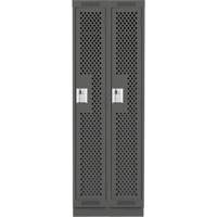 Clean Line Lockers, Bank of 2, 24" x 15" x 76", Steel, Charcoal, Rivet (Assembled), Perforated Ottawa Fastener Supply