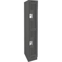 Clean Line Lockers, 2 -tier, 12" x 18" x 76", Steel, Charcoal, Rivet (Assembled), Perforated Ottawa Fastener Supply