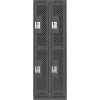 Clean Line Lockers, 2 -tier, Bank of 2, 24" x 18" x 76", Steel, Charcoal, Rivet (Assembled), Perforated Ottawa Fastener Supply