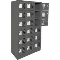 Assembled Lockerettes Clean Line Perforated Economy Lockers, 6 -tier, Bank of 3, 18" x 72" x 12", Steel Ottawa Fastener Supply