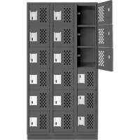 Assembled Lockerettes Clean Line Perforated Economy Lockers, 6 -tier, Bank of 3, 18" x 72" x 12", Steel Ottawa Fastener Supply