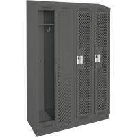 Clean Line Lockers, Bank of 4, 48" x 12" x 82", Steel, Charcoal, Rivet (Assembled), Perforated Ottawa Fastener Supply