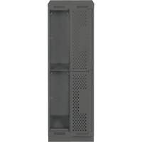 Clean Line Lockers, 2 -tier, Bank of 2, 24" x 15" x 82", Steel, Charcoal, Rivet (Assembled), Perforated Ottawa Fastener Supply
