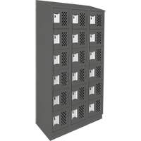 Clean-Line Perforated Lockerette, 6 -tier, Bank of 3, 12" x 72" x 12", Steel Ottawa Fastener Supply