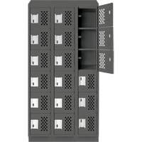 Clean-Line Perforated Lockerette, 6 -tier, Bank of 3, 12" x 72" x 12", Steel Ottawa Fastener Supply