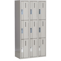 Concorde Heavy-Duty Lockers, 3 -tier, Bank of 3, 36" x 18" x 72", Steel, Grey, Welded (Assembled) Ottawa Fastener Supply