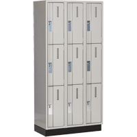 Concorde Heavy-Duty Lockers, 3 -tier, Bank of 3, 36" x 18" x 76", Steel, Grey, Welded (Assembled) Ottawa Fastener Supply