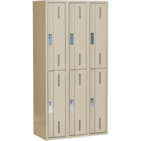 Casiers robustes Concorde, 2 niveaux, Bloc de 3, 36" x 18" x 72", Acier, Beige, Soud&eacute; (assembl&eacute;) Ottawa Fastener Supply