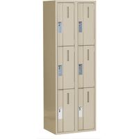 Concorde Heavy-Duty Lockers, 3 -tier, Bank of 2, 24" x 18" x 72", Steel, Beige, Welded (Assembled) Ottawa Fastener Supply