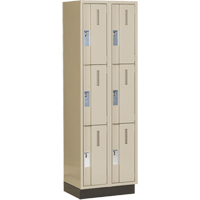 Concorde Heavy-Duty Lockers, 3 -tier, Bank of 2, 24" x 18" x 76", Steel, Beige, Welded (Assembled) Ottawa Fastener Supply