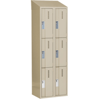 Concorde Heavy-Duty Lockers, 3 -tier, Bank of 2, 24" x 18" x 78", Steel, Beige, Welded (Assembled) Ottawa Fastener Supply