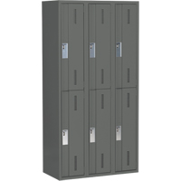 Concorde Heavy-Duty Lockers, 2 -tier, Bank of 3, 36" x 18" x 72", Steel, Charcoal, Welded (Assembled) Ottawa Fastener Supply